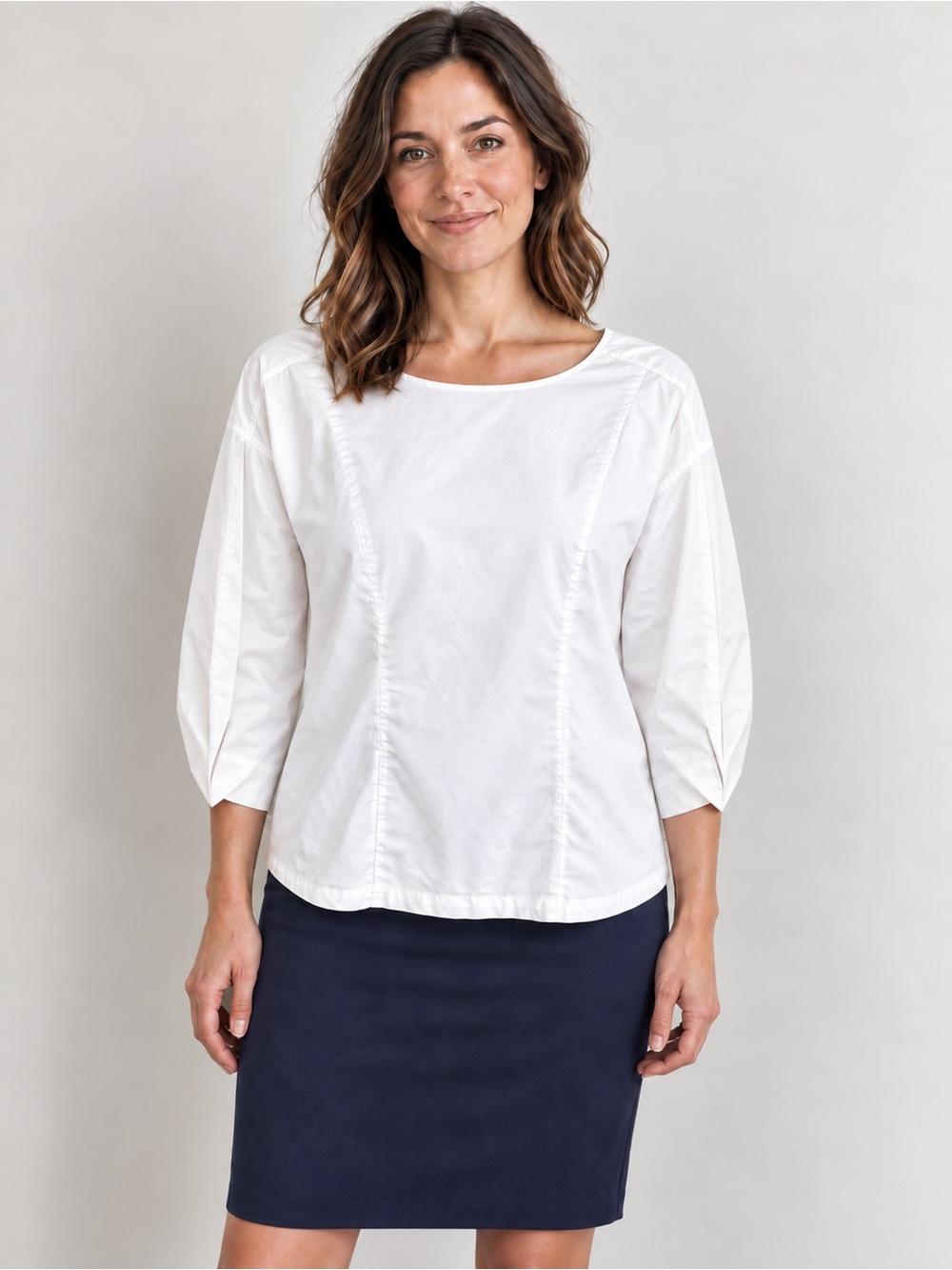 Banana Republic White Origami Pleat Sleeve Full Back Zip Blouse M